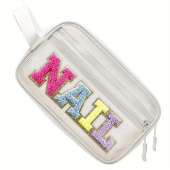Stylish Letter Patched Cosmetic Bag Zipper Makeup Organizer