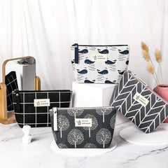 Leaf Print Carry All Pouch Cosmetic Storage Bag Coin Purse