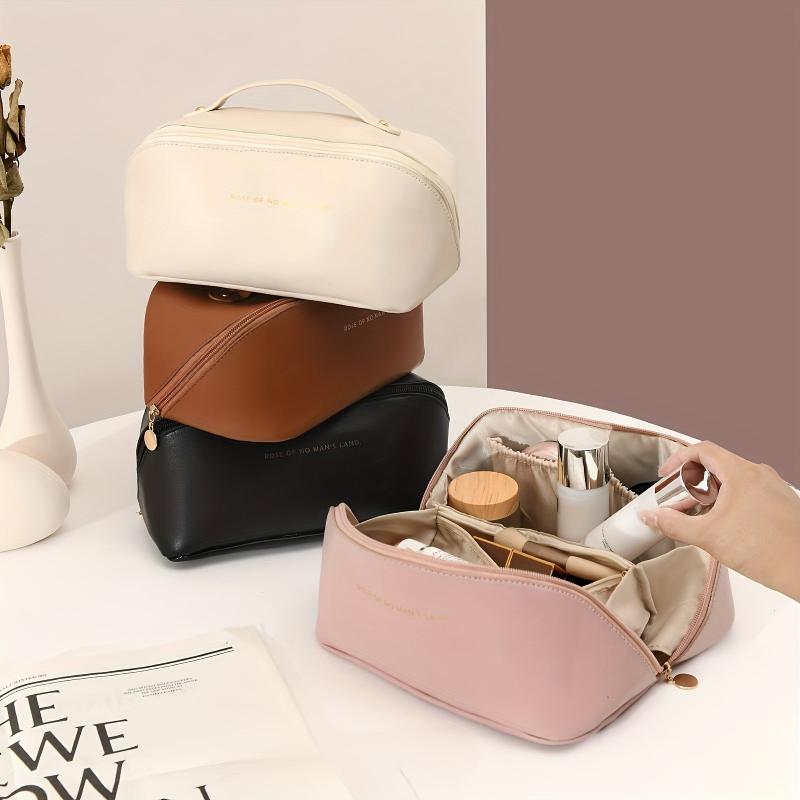 Women's Zipper Cosmetic Bag Faux Leather Makeup Organizer