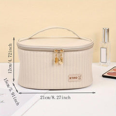 Quilted Makeup Bag Solid Cosmetic Travel Toiletry Wash Bag