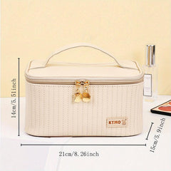 Quilted Makeup Bag Solid Cosmetic Travel Toiletry Wash Bag