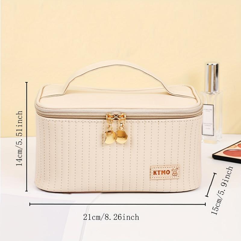 Quilted Makeup Bag Solid Cosmetic Travel Toiletry Wash Bag