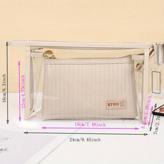 Quilted Makeup Bag Solid Cosmetic Travel Toiletry Wash Bag