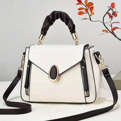 Classic Square Shoulder Bag Faux Leather for Work