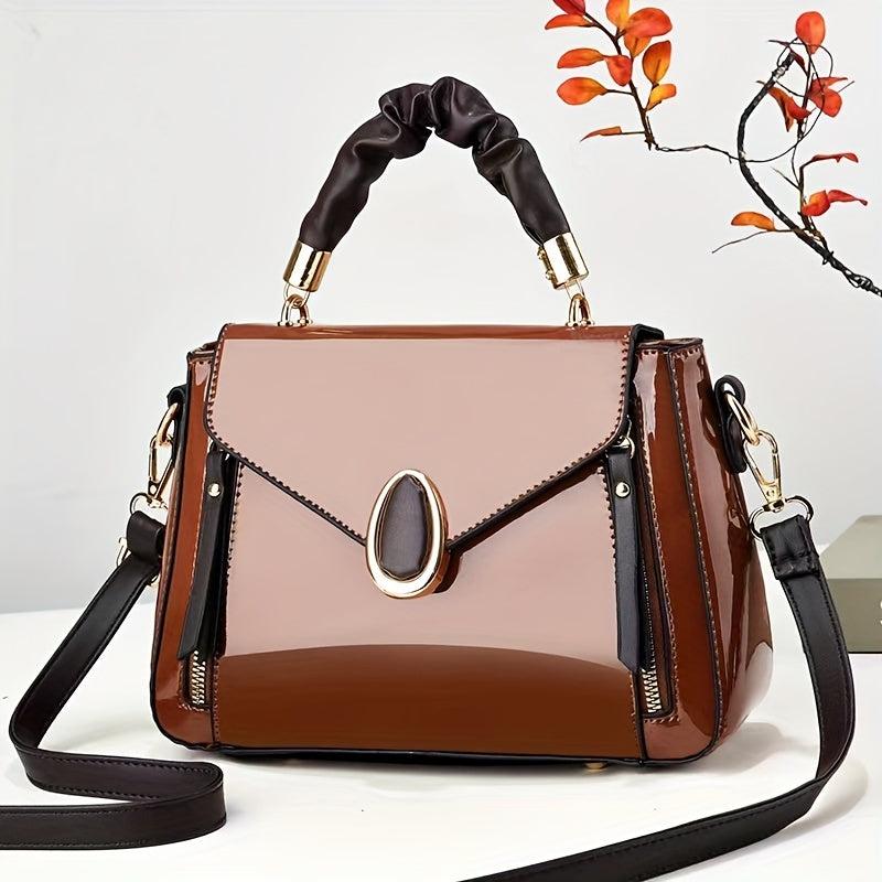 Classic Square Shoulder Bag Faux Leather for Work
