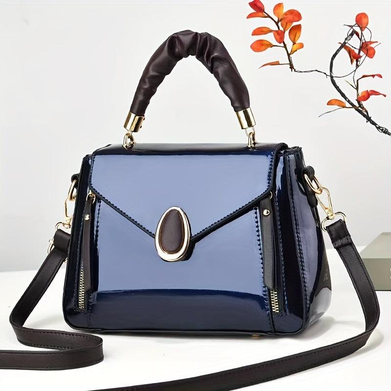 Classic Square Shoulder Bag Faux Leather for Work