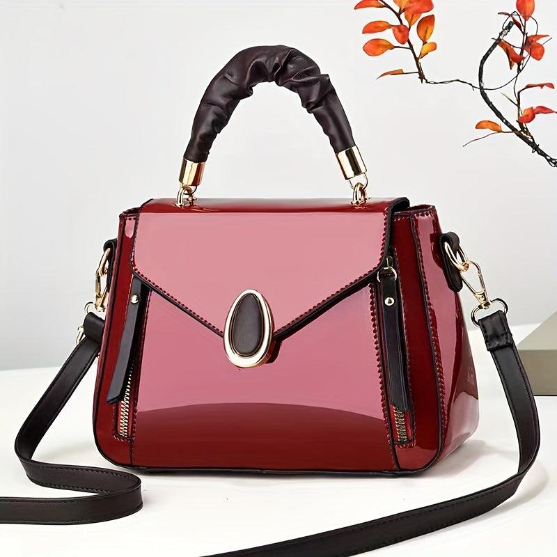 Classic Square Shoulder Bag Faux Leather for Work