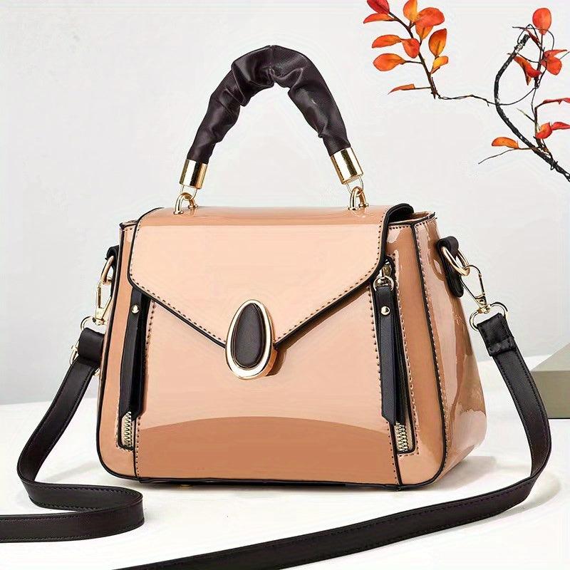 Classic Square Shoulder Bag Faux Leather for Work