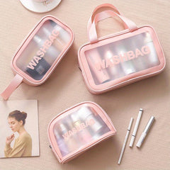 3 Pcs Travel Makeup Bags Letter Print Lightweight Toiletry Wash Bag