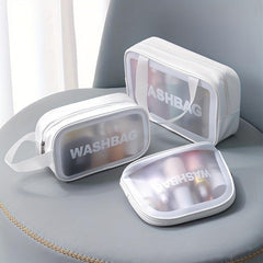 3 Pcs Travel Makeup Bags Letter Print Lightweight Toiletry Wash Bag