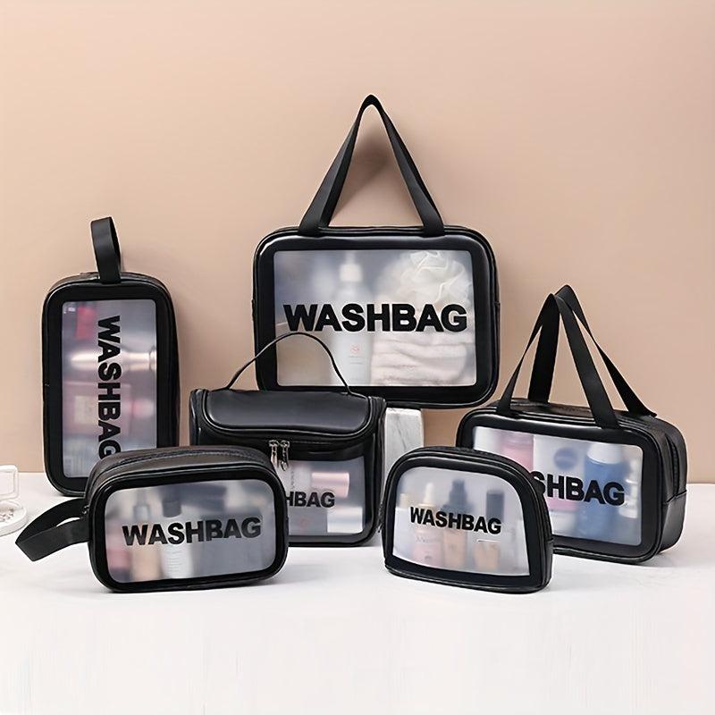 3 Pcs Travel Makeup Bags Letter Print Lightweight Toiletry Wash Bag