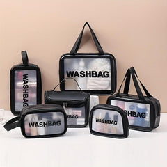 3 Pcs Travel Makeup Bags Letter Print Lightweight Toiletry Wash Bag