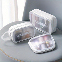 3 Pcs Travel Makeup Bags Letter Print Lightweight Toiletry Wash Bag