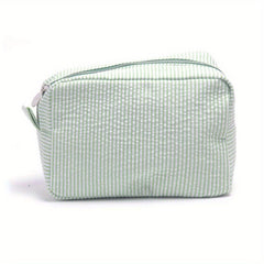 Seersucker Cube Cosmetic Bag Dacron Soft Makeup Bag Pouch Lightweight Portable