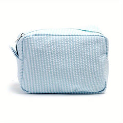 Seersucker Cube Cosmetic Bag Dacron Soft Makeup Bag Pouch Lightweight Portable