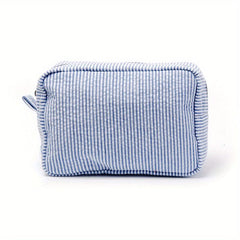 Seersucker Cube Cosmetic Bag Dacron Soft Makeup Bag Pouch Lightweight Portable