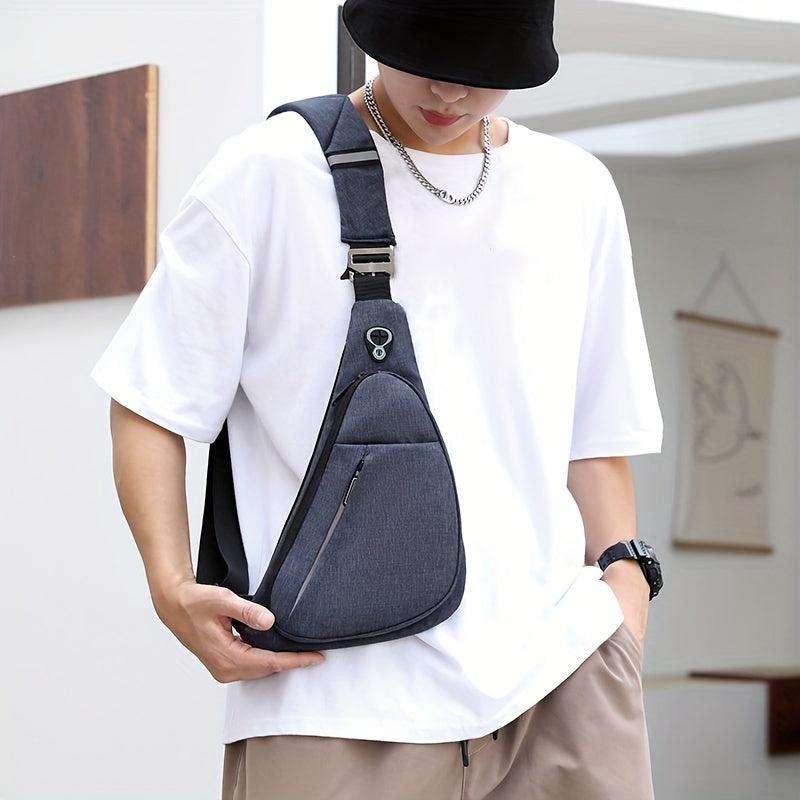 Waterproof Men's Chest Bag with Earphone Hole for Outdoor Sports