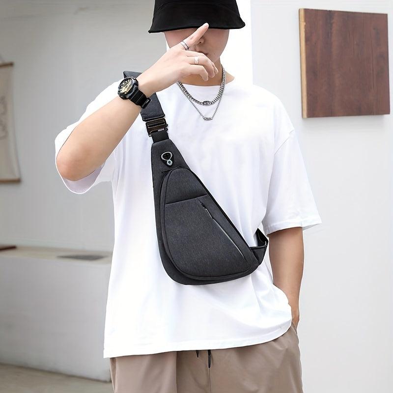 Waterproof Men's Chest Bag with Earphone Hole for Outdoor Sports