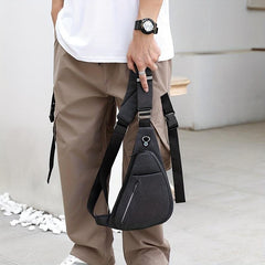 Waterproof Men's Chest Bag with Earphone Hole for Outdoor Sports