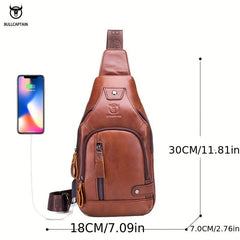 Men's Leather Chest Front Bag Shoulder Messenger Bag