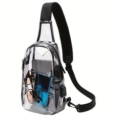 Men's Transparent Chest Bag With USB Charging Port