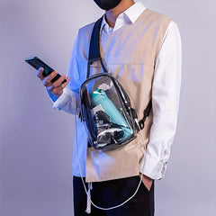 Men's Transparent Chest Bag With USB Charging Port