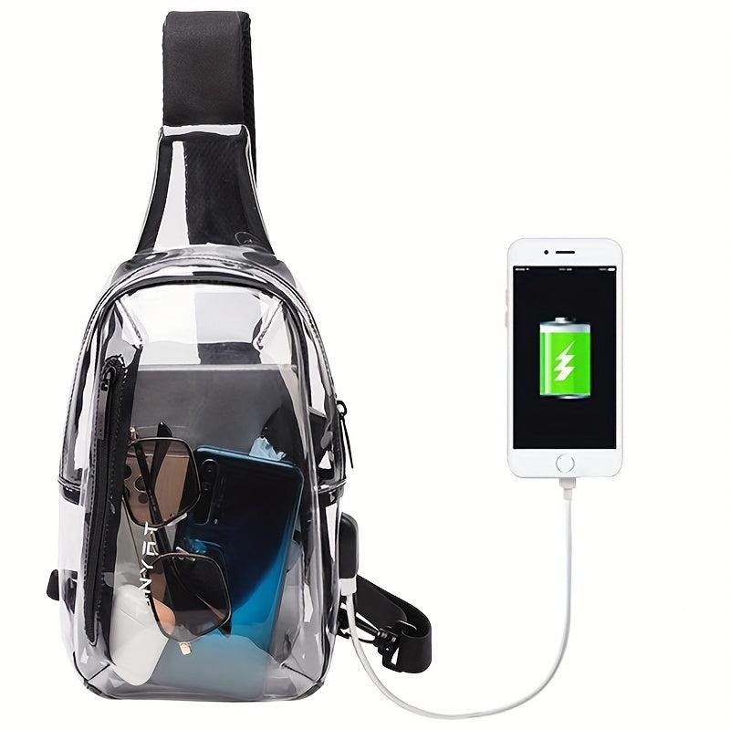 Men's Transparent Chest Bag With USB Charging Port