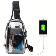 Men's Transparent Chest Bag With USB Charging Port