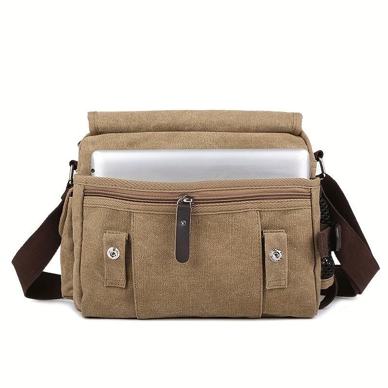 Men's Vintage Canvas Crossbody Bag Multifunctional Shoulder Bag