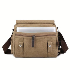 Men's Vintage Canvas Crossbody Bag Multifunctional Shoulder Bag