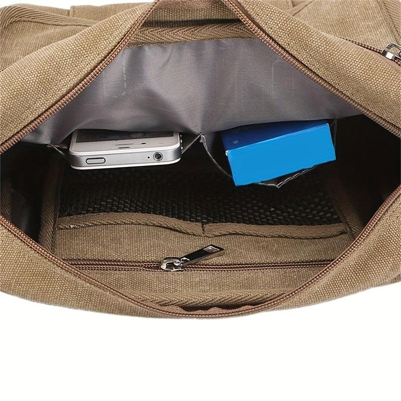 Men's Vintage Canvas Crossbody Bag Multifunctional Shoulder Bag