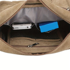 Men's Vintage Canvas Crossbody Bag Multifunctional Shoulder Bag