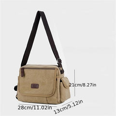 Men's Vintage Canvas Crossbody Bag Multifunctional Shoulder Bag