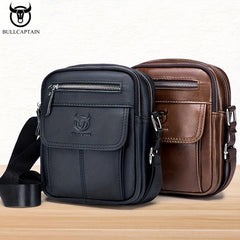 BULLCAPTAIN Leather Shoulder Bag Men Business Messenger