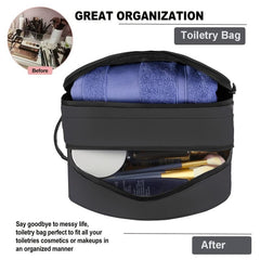 Ougrand PU Leather Waterproof Makeup Bag Dry Wet Separation Zipper Handle