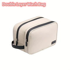 Ougrand PU Leather Waterproof Makeup Bag Dry Wet Separation Zipper Handle