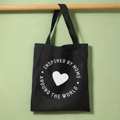 Love Heart Print Canvas Tote Bag Large Capacity Shoulder Bag