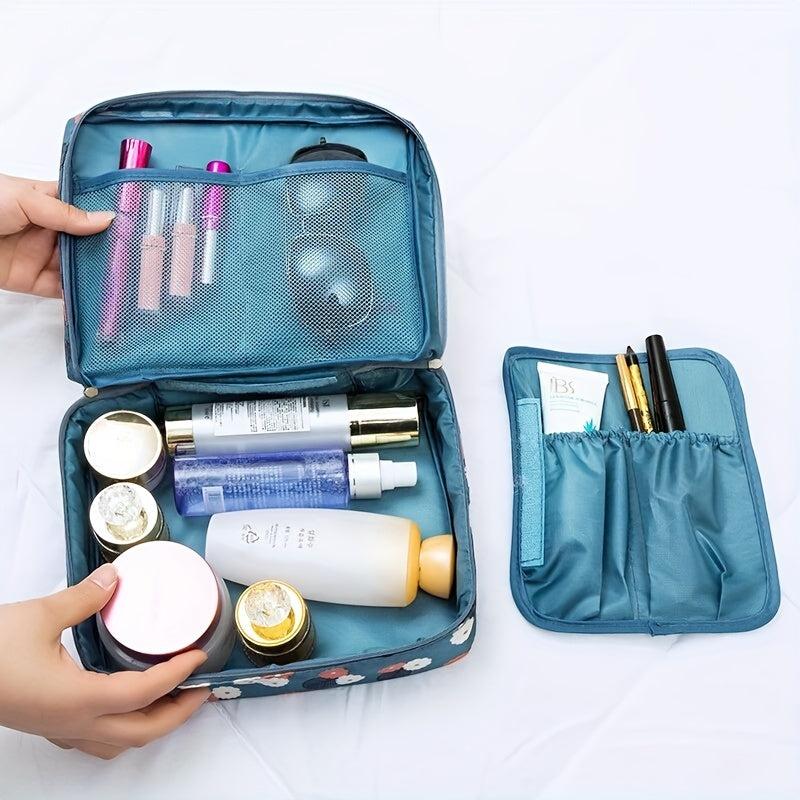 Floral Print Travel Makeup Bag Small Toiletry Organizer Pouch