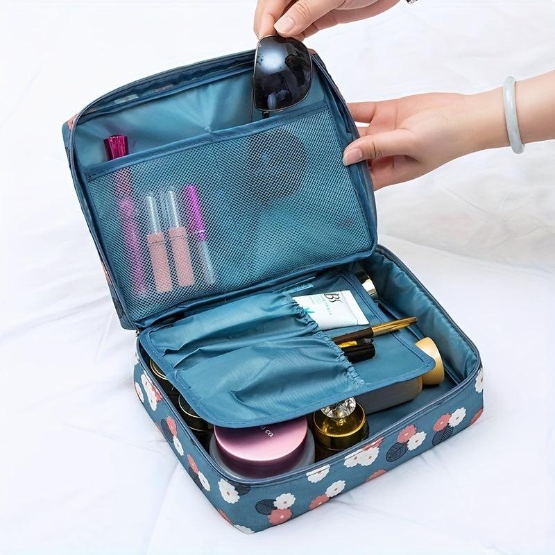 Floral Print Travel Makeup Bag Small Toiletry Organizer Pouch