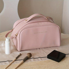 Minimalist Zipper Makeup Bag Solid Cosmetic Bag Travel Toiletry Wash Bag