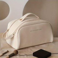 Minimalist Zipper Makeup Bag Solid Cosmetic Bag Travel Toiletry Wash Bag