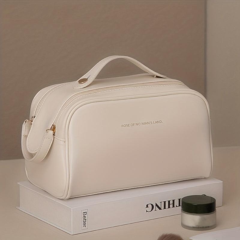 Minimalist Zipper Makeup Bag Solid Cosmetic Bag Travel Toiletry Wash Bag