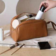 Minimalist Zipper Makeup Bag Solid Cosmetic Bag Travel Toiletry Wash Bag