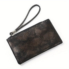 Textured PU Leather Zipper Clutch Wristlet Wallet