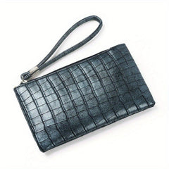 Textured PU Leather Zipper Clutch Wristlet Wallet