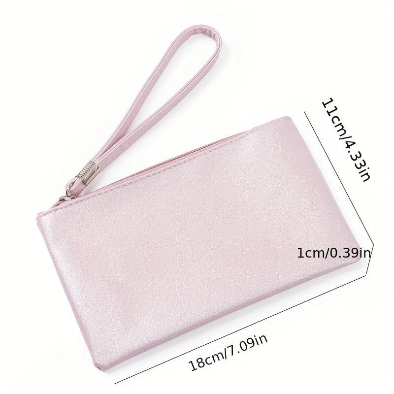 Textured PU Leather Zipper Clutch Wristlet Wallet