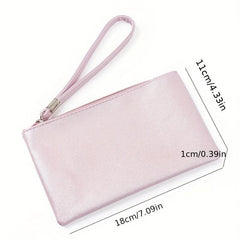 Textured PU Leather Zipper Clutch Wristlet Wallet