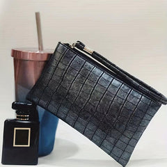 Textured PU Leather Zipper Clutch Wristlet Wallet