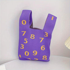 Numbers Print Braided Wrist Bag Casual Handbag Shoulder Bag