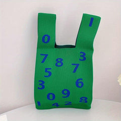 Numbers Print Braided Wrist Bag Casual Handbag Shoulder Bag
